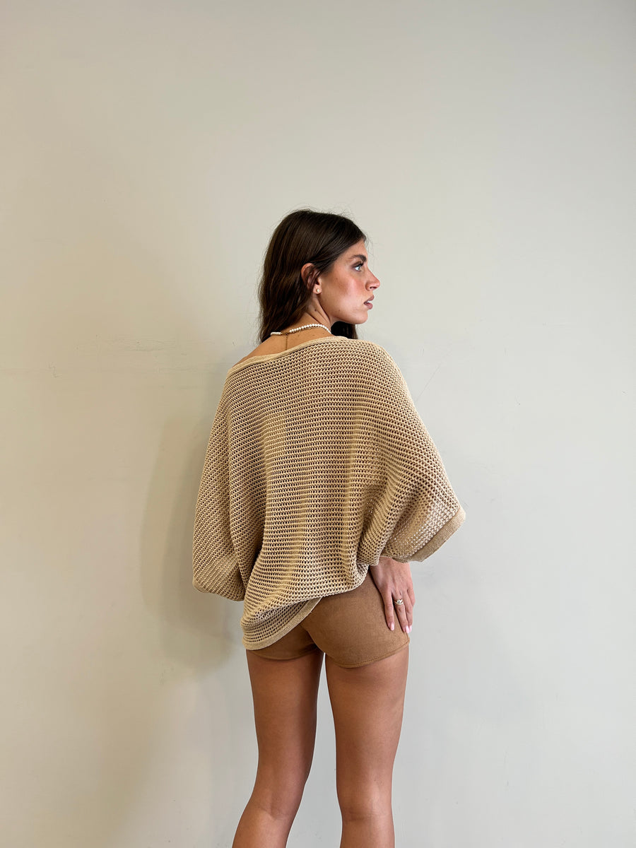 MOTEL Maglia over  traforata sabbia