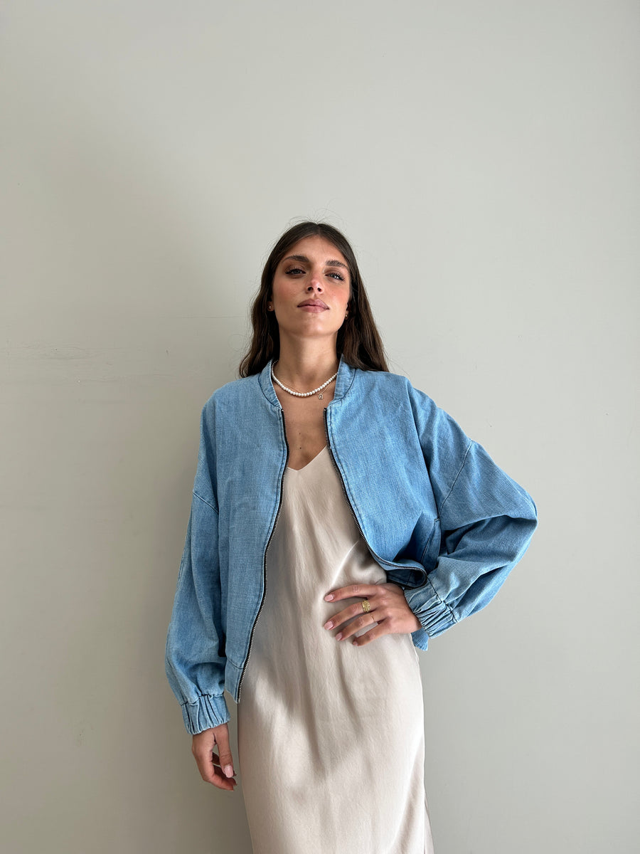 LE STREGHE Bomber Denim con zip