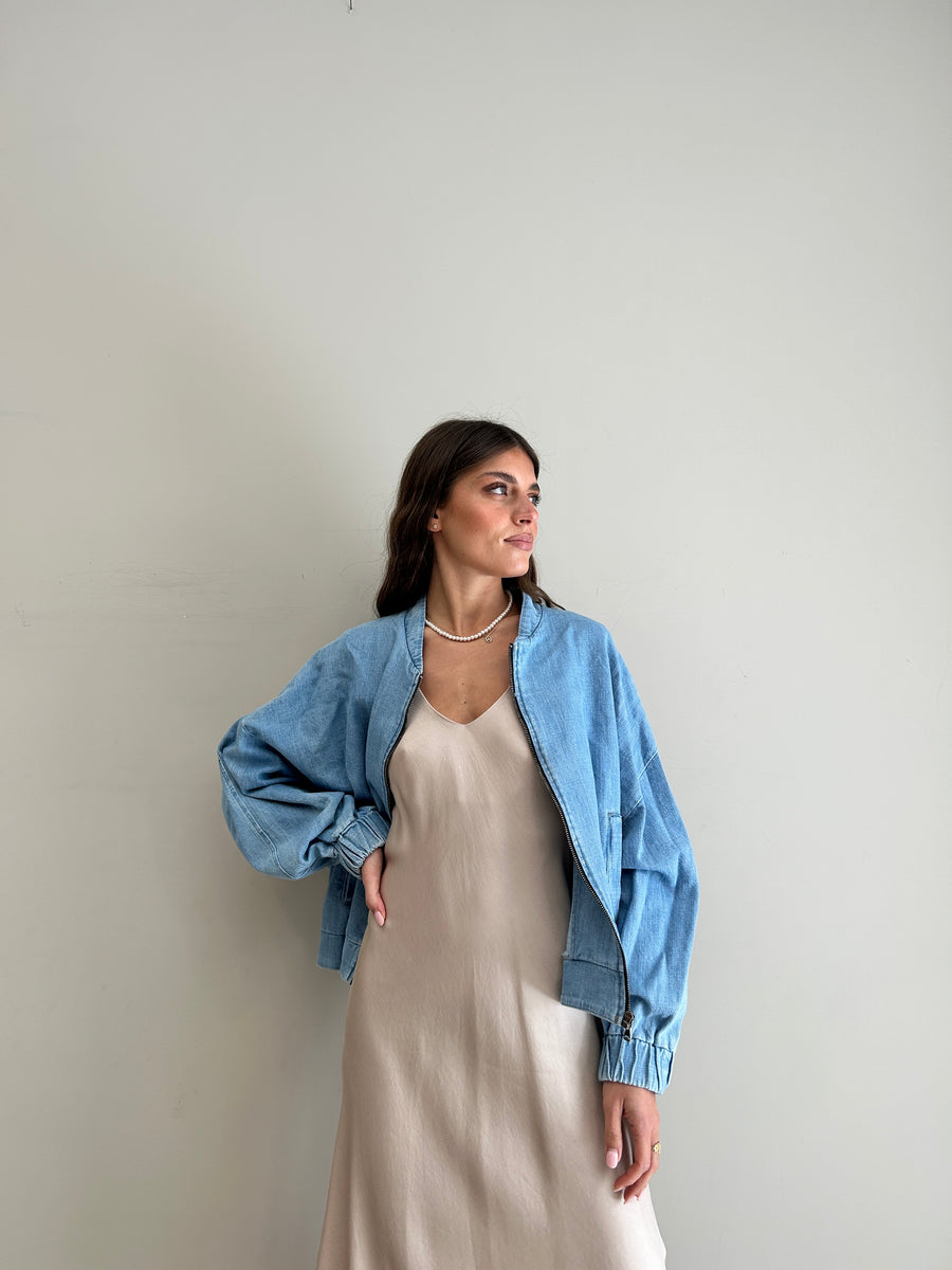 LE STREGHE Bomber Denim con zip