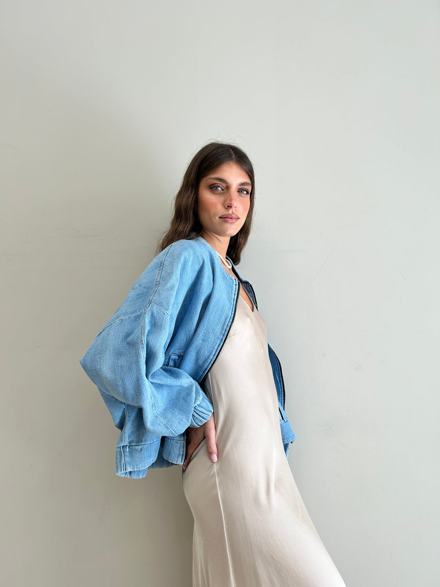 LE STREGHE Bomber Denim con zip