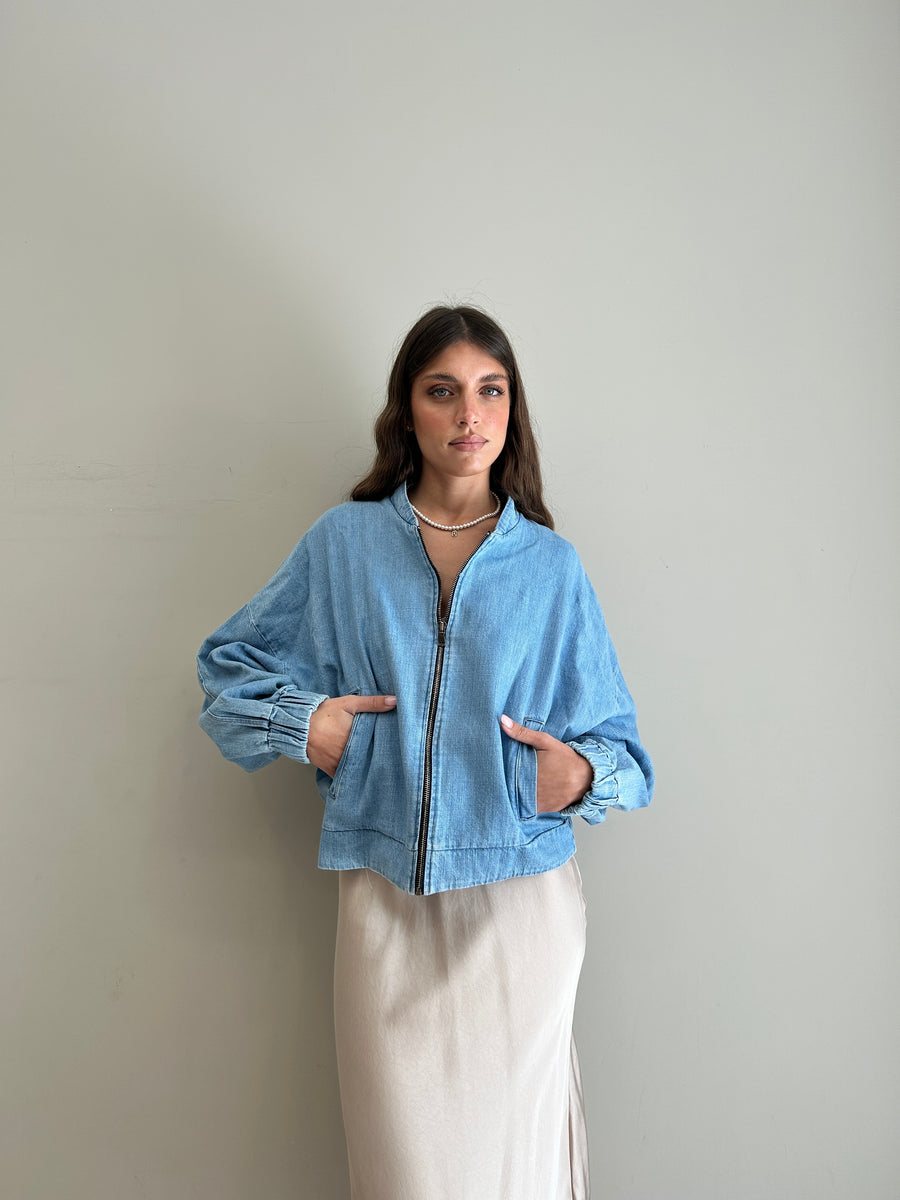 LE STREGHE Bomber Denim con zip