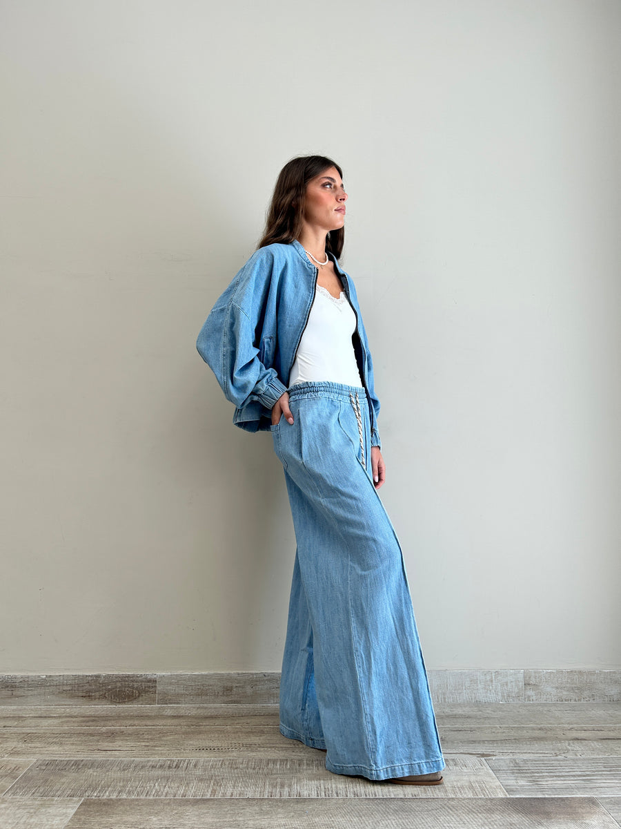 LE STREGHE Pantalone denim palazzo