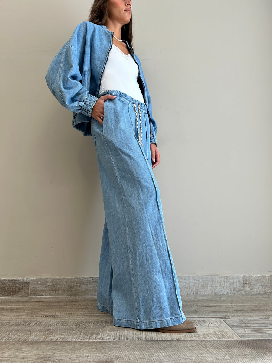 LE STREGHE Pantalone denim palazzo