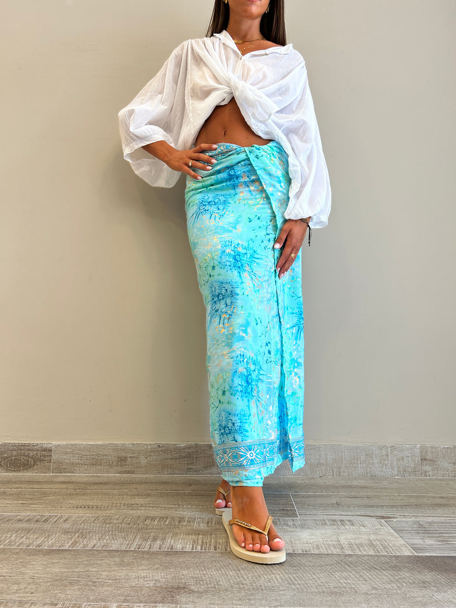 FREELOVE Pareo seta Tie Dye Turquoise