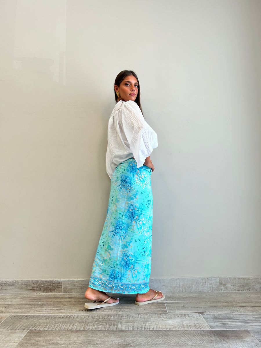 FREELOVE Pareo seta Tie Dye Turquoise