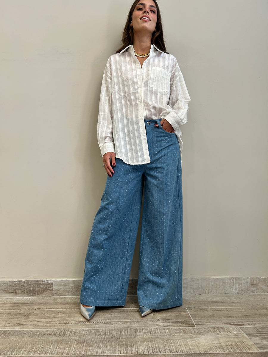 MOTEL Jeans palazzo strass