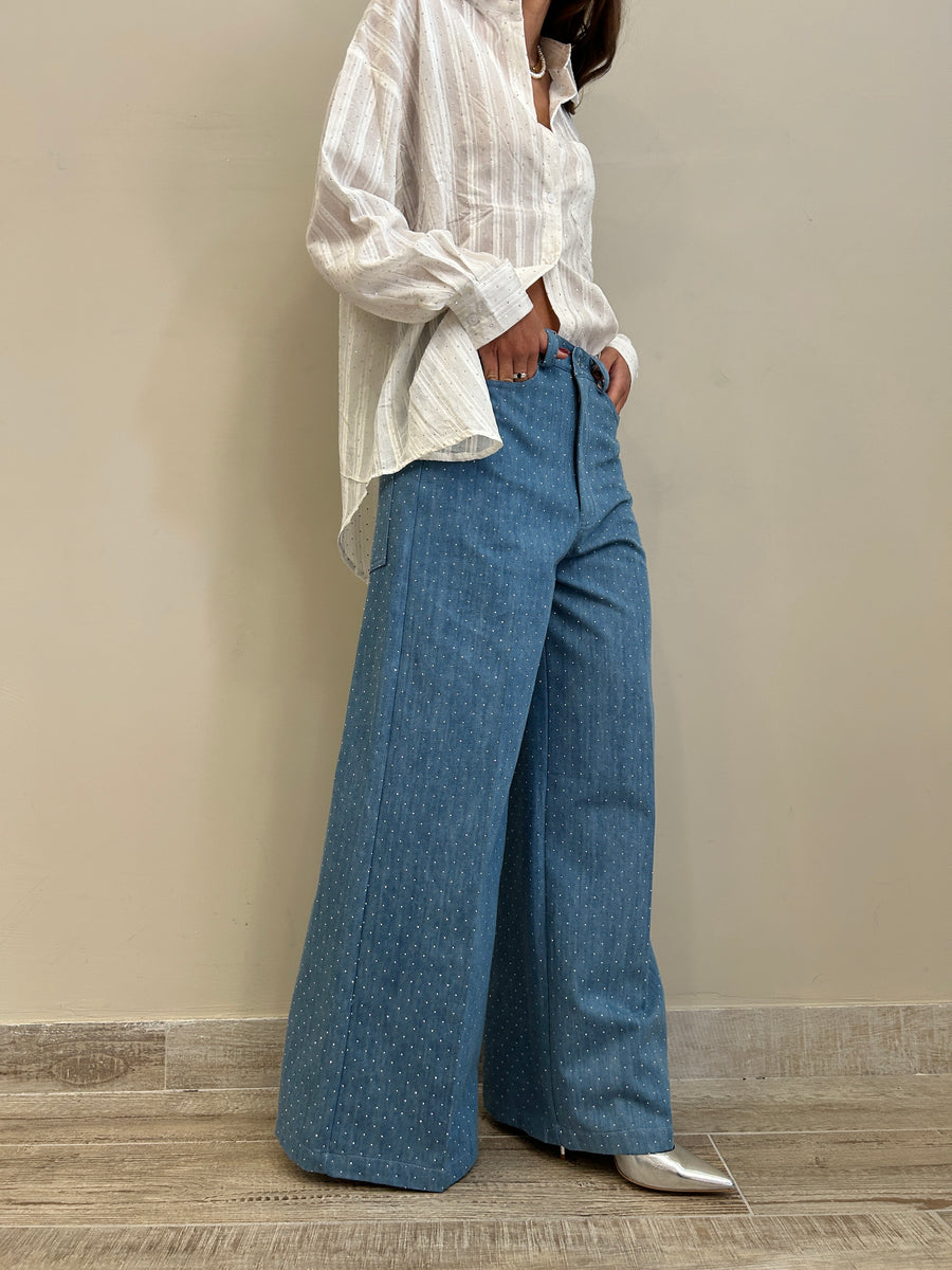 MOTEL Jeans palazzo strass