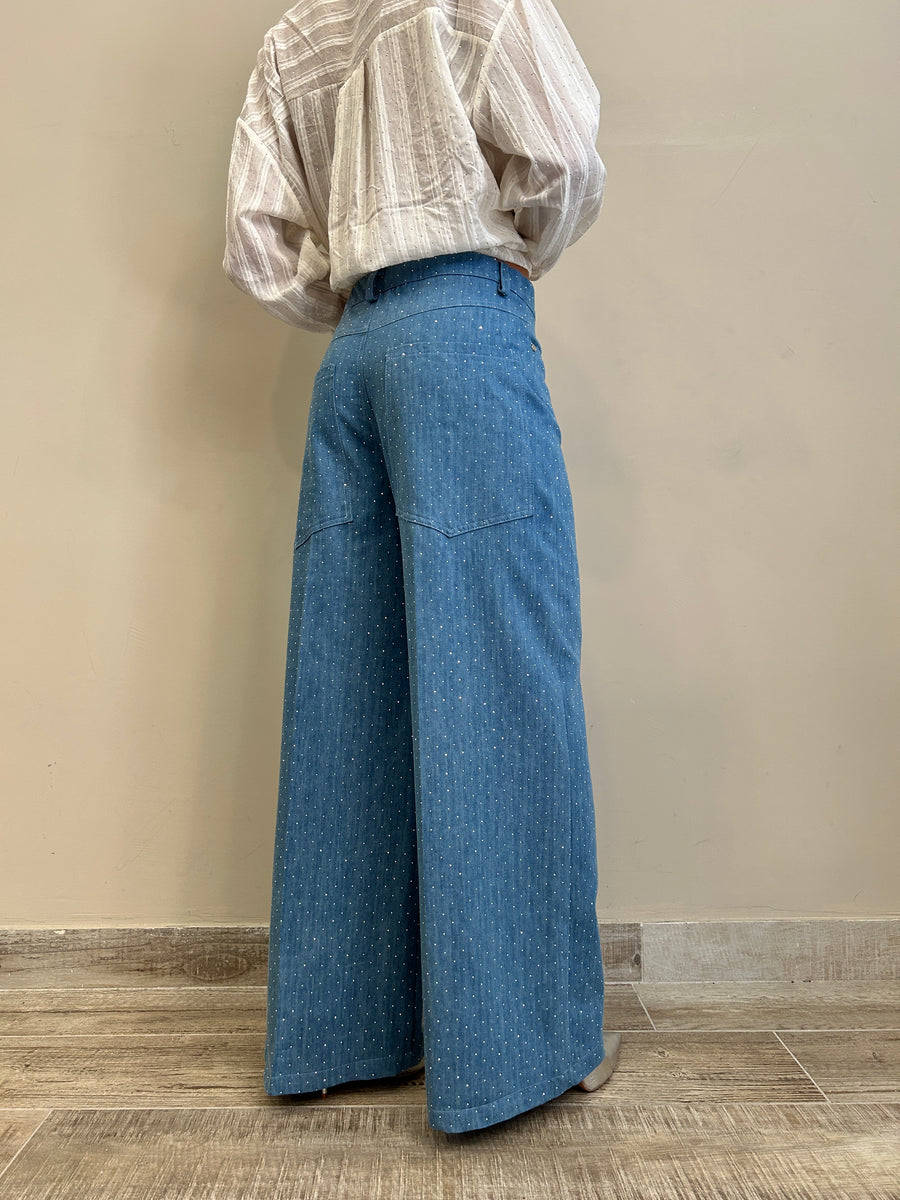 MOTEL Jeans palazzo strass