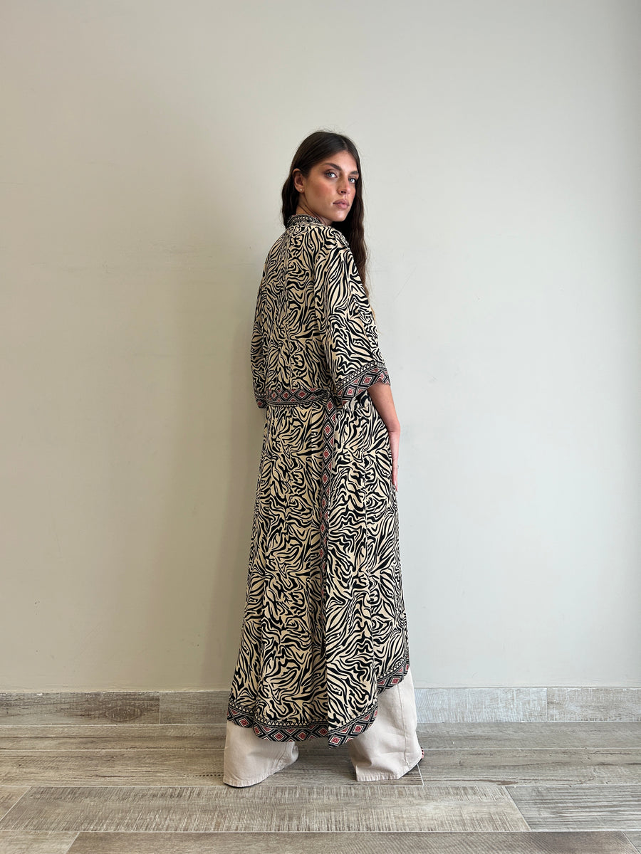 Freelove Kimono Streep Seta Zebra Sand