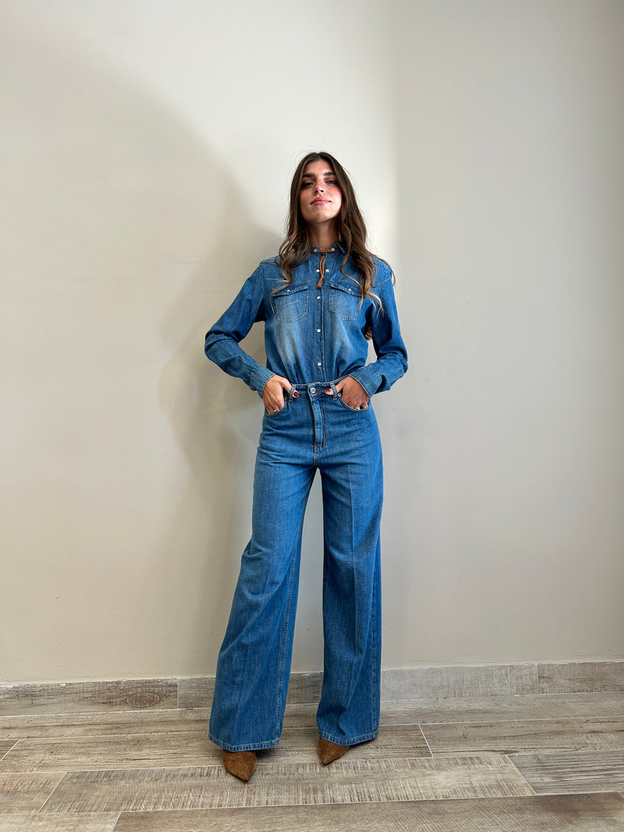 LE STREGHE Jeans flare denim blu