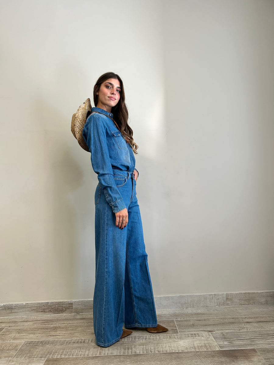 LE STREGHE Jeans flare denim blu