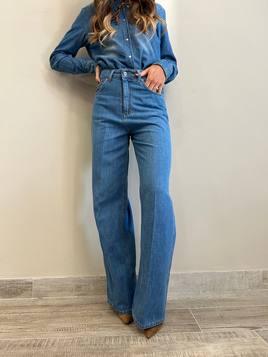 LE STREGHE Jeans flare denim blu