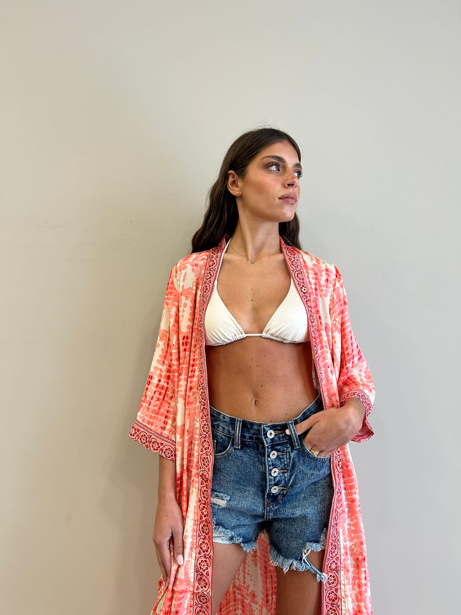 Freelove Kimono Streep Seta Gipsy Coral