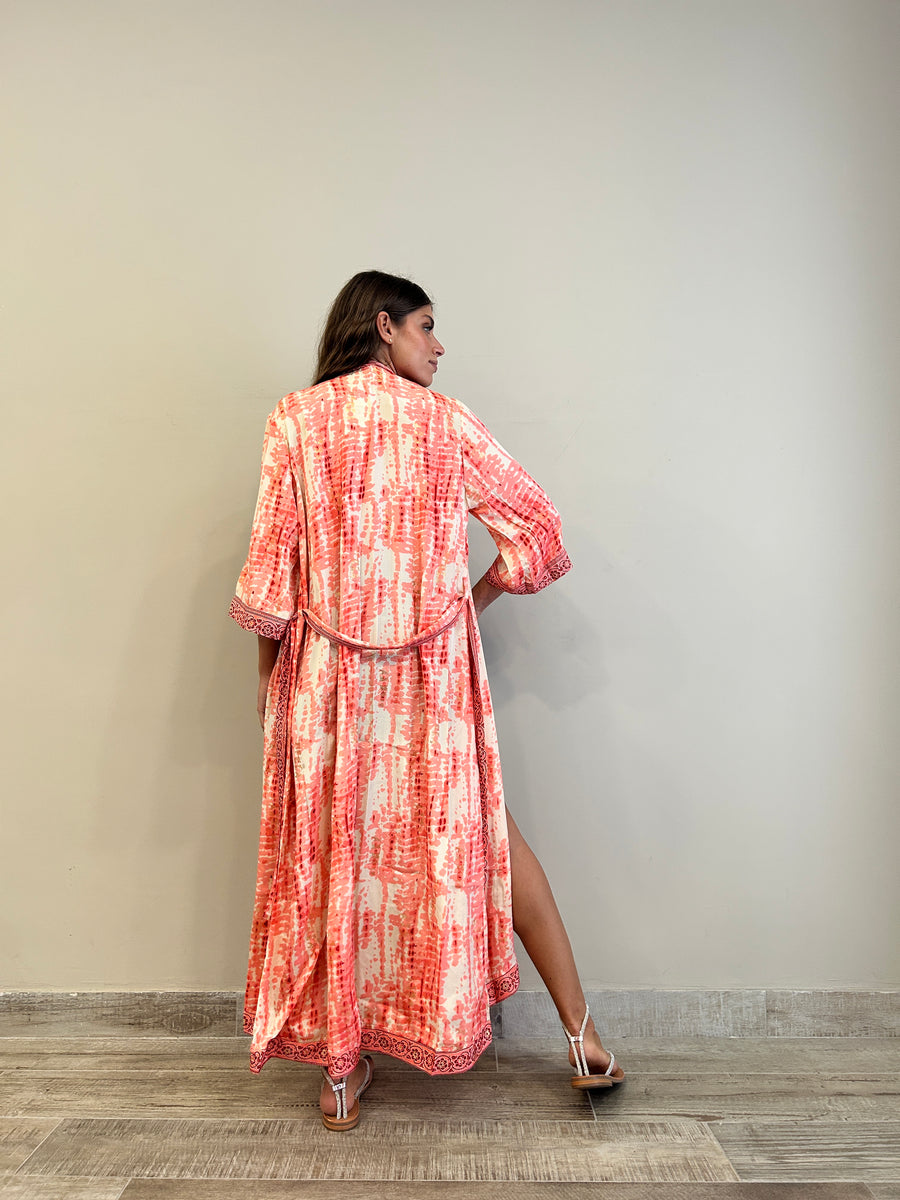 Freelove Kimono Streep Seta Gipsy Coral