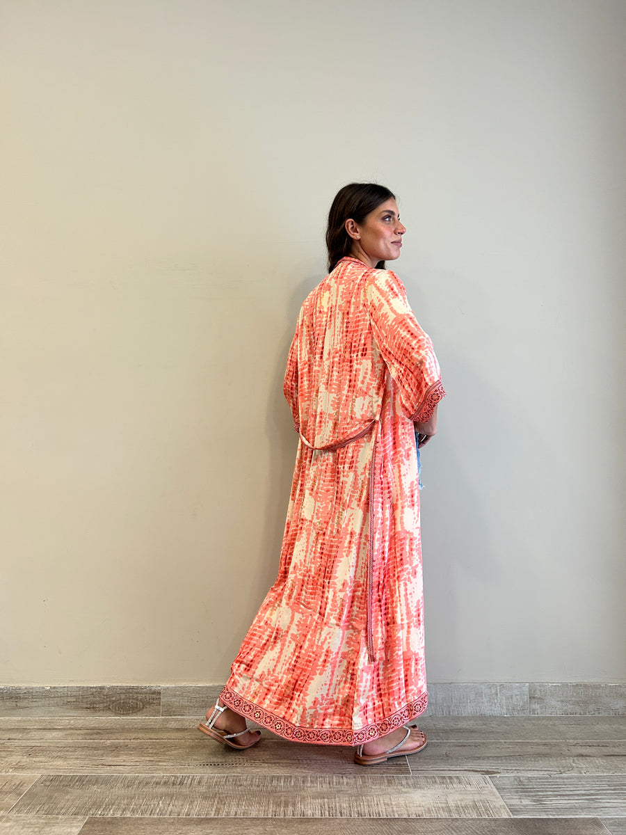 Freelove Kimono Streep Seta Gipsy Coral