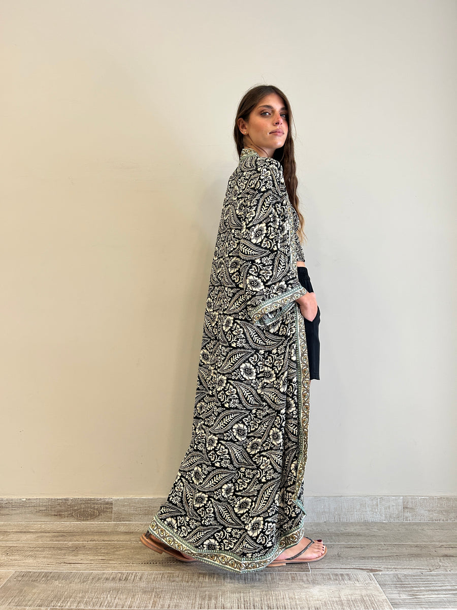 Freelove Kimono Streep Seta Coachella Black
