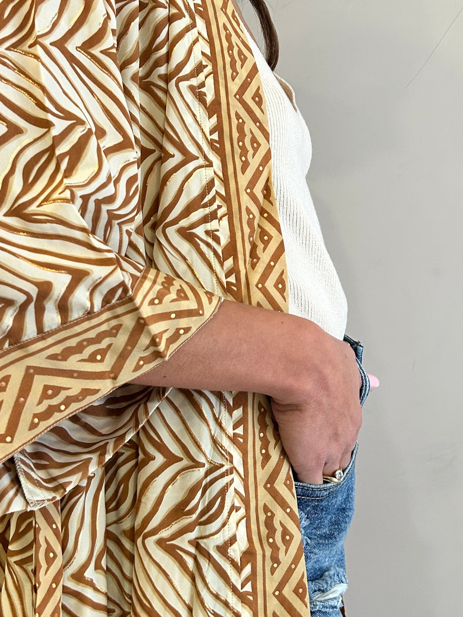 Freelove Kimono Streep Seta Boho Sand