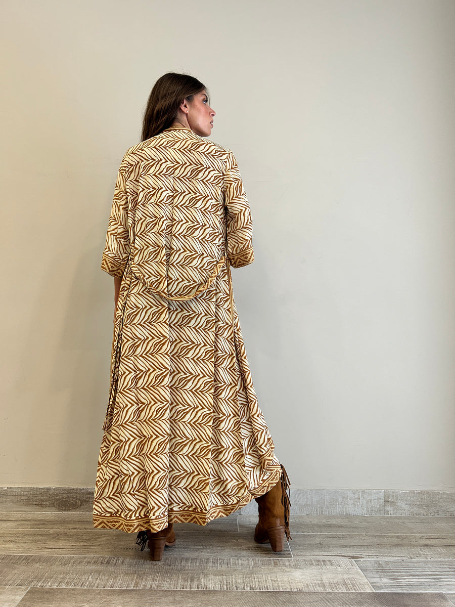 Freelove Kimono Streep Seta Boho Sand