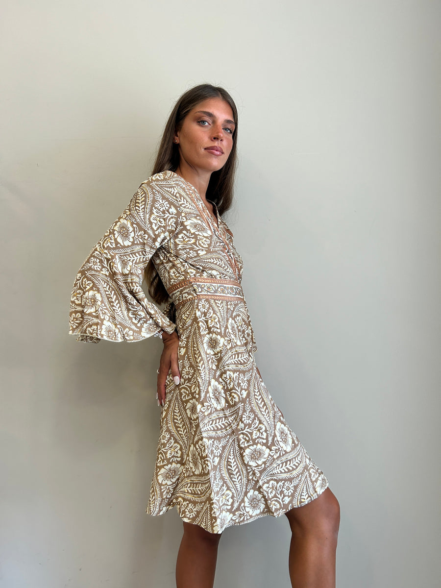 FREELOVE Abito Kimono corto seta Coachella Sand