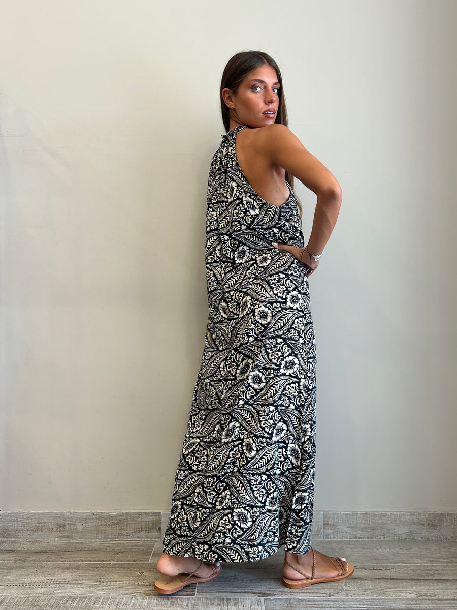 FREELOVE GAIA Abito lungo seta Coachella Black