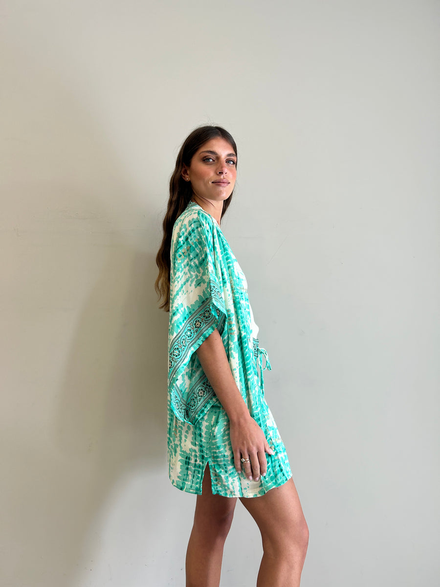 FREELOVE Kimono Fairy seta Gipsy Verde Acqua