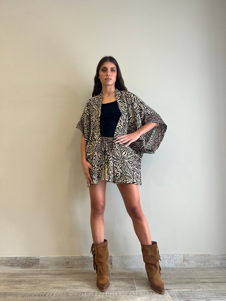 FREELOVE Kimono Fairy seta Zebra Sand