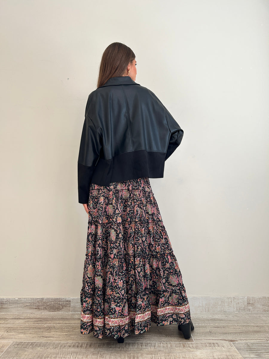 FREELOVE MAXI GONNA Seta Diamond Black