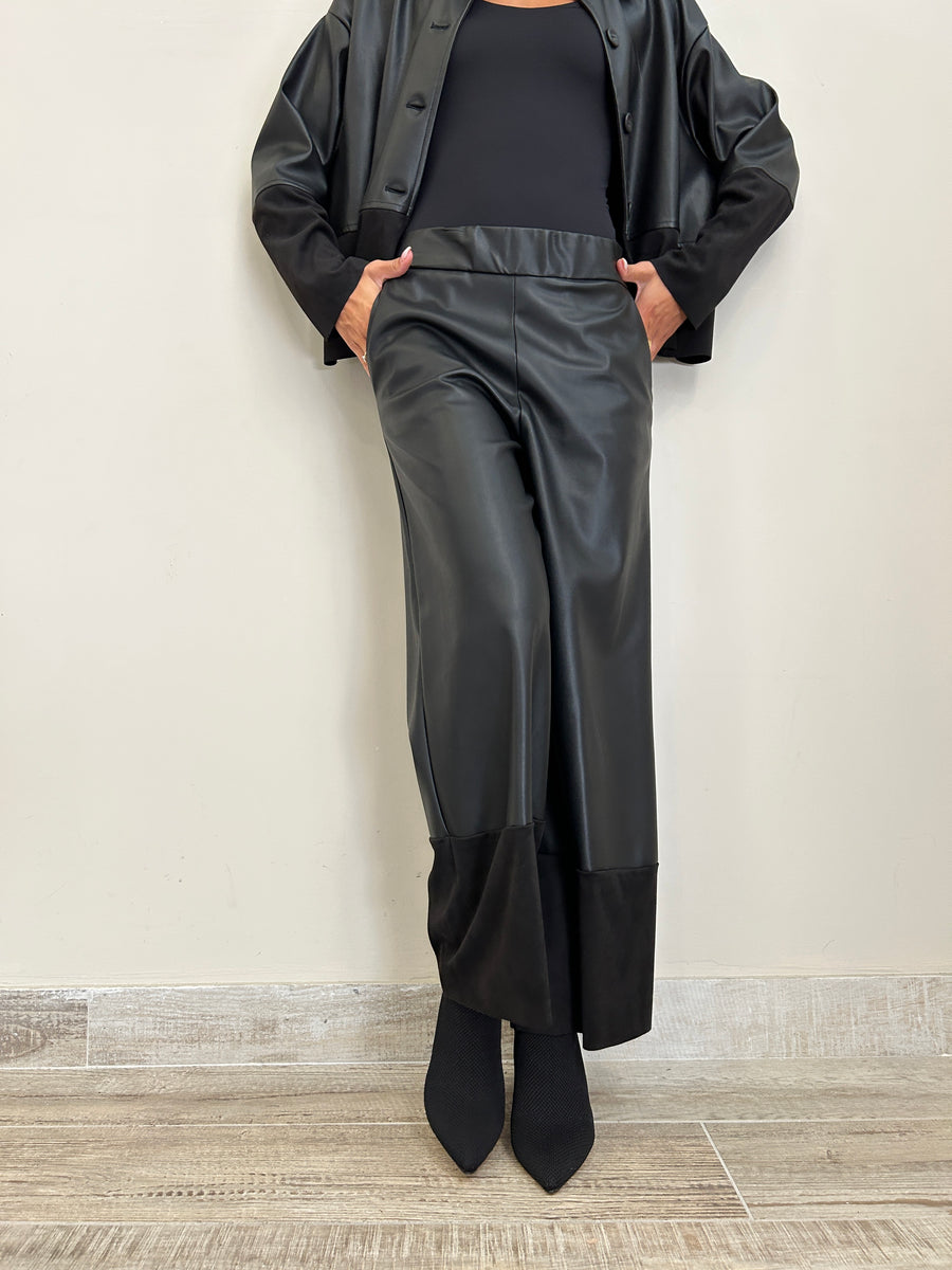 DIXIE Pantalone ecopelle nero