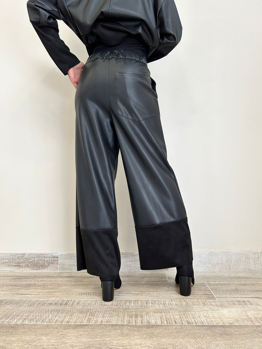 DIXIE Pantalone ecopelle nero