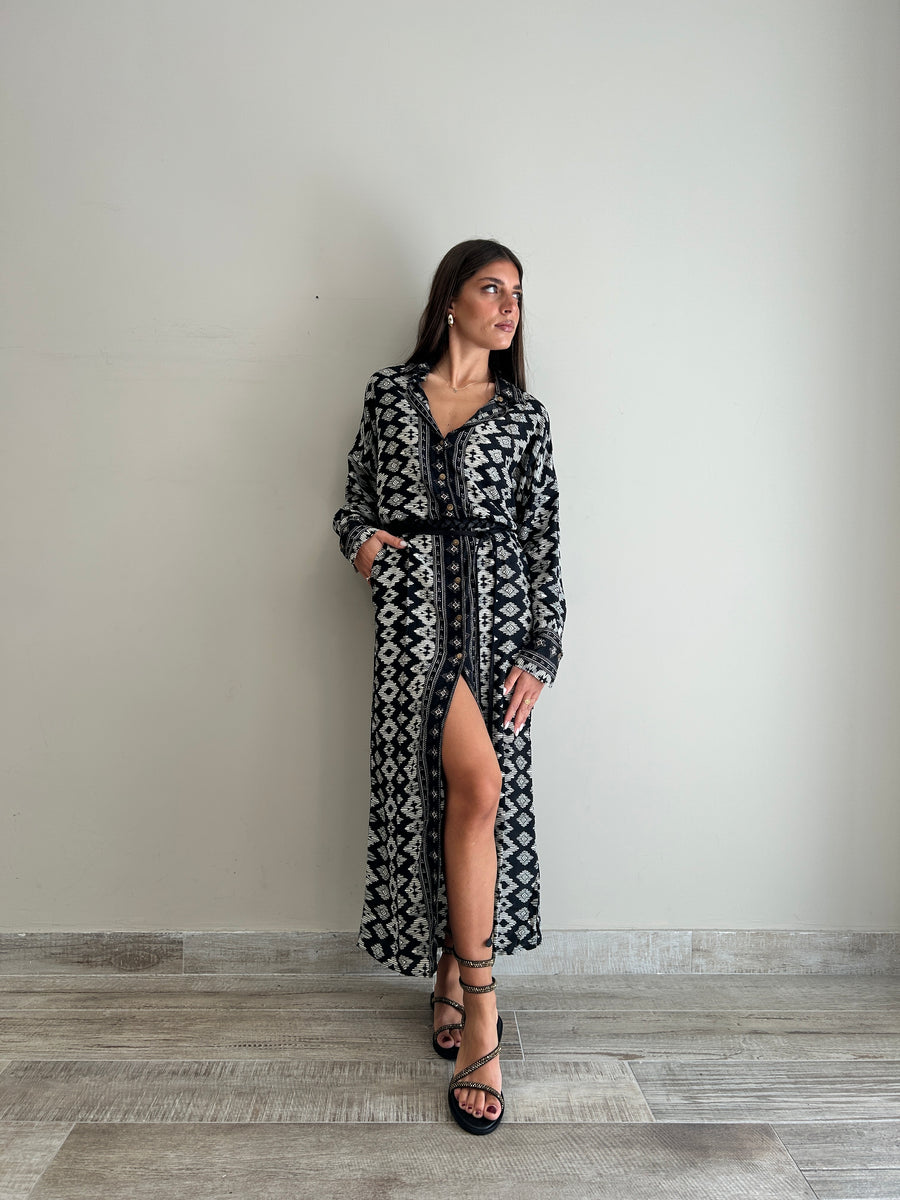 FREELOVE Chemisier seta Tribal Black