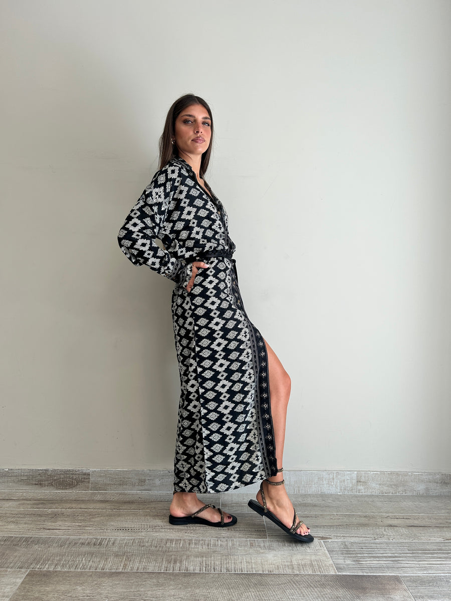 FREELOVE Chemisier seta Tribal Black