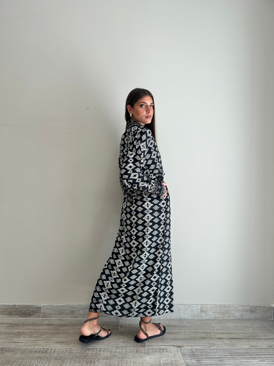 FREELOVE Chemisier seta Tribal Black