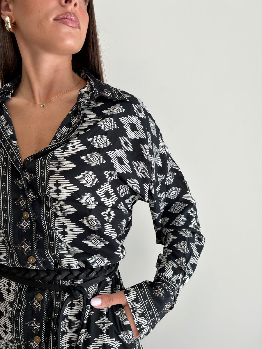 FREELOVE Chemisier seta Tribal Black