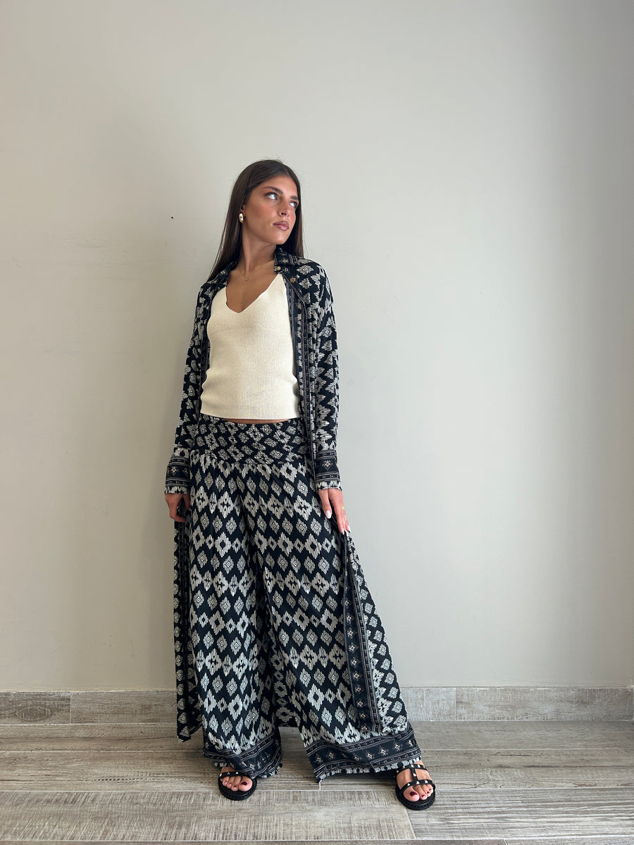 FREELOVE Chemisier seta Tribal Black