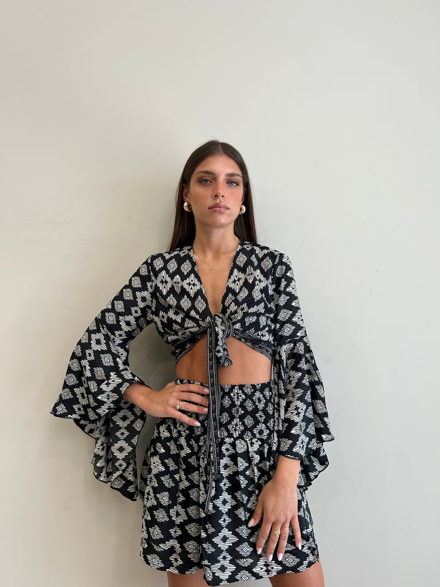 FREELOVE Gipsy Top Seta Tribal Black