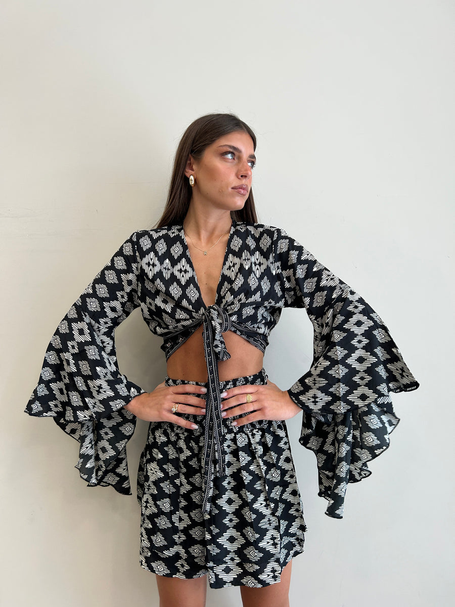 FREELOVE Gipsy Top Seta Tribal Black