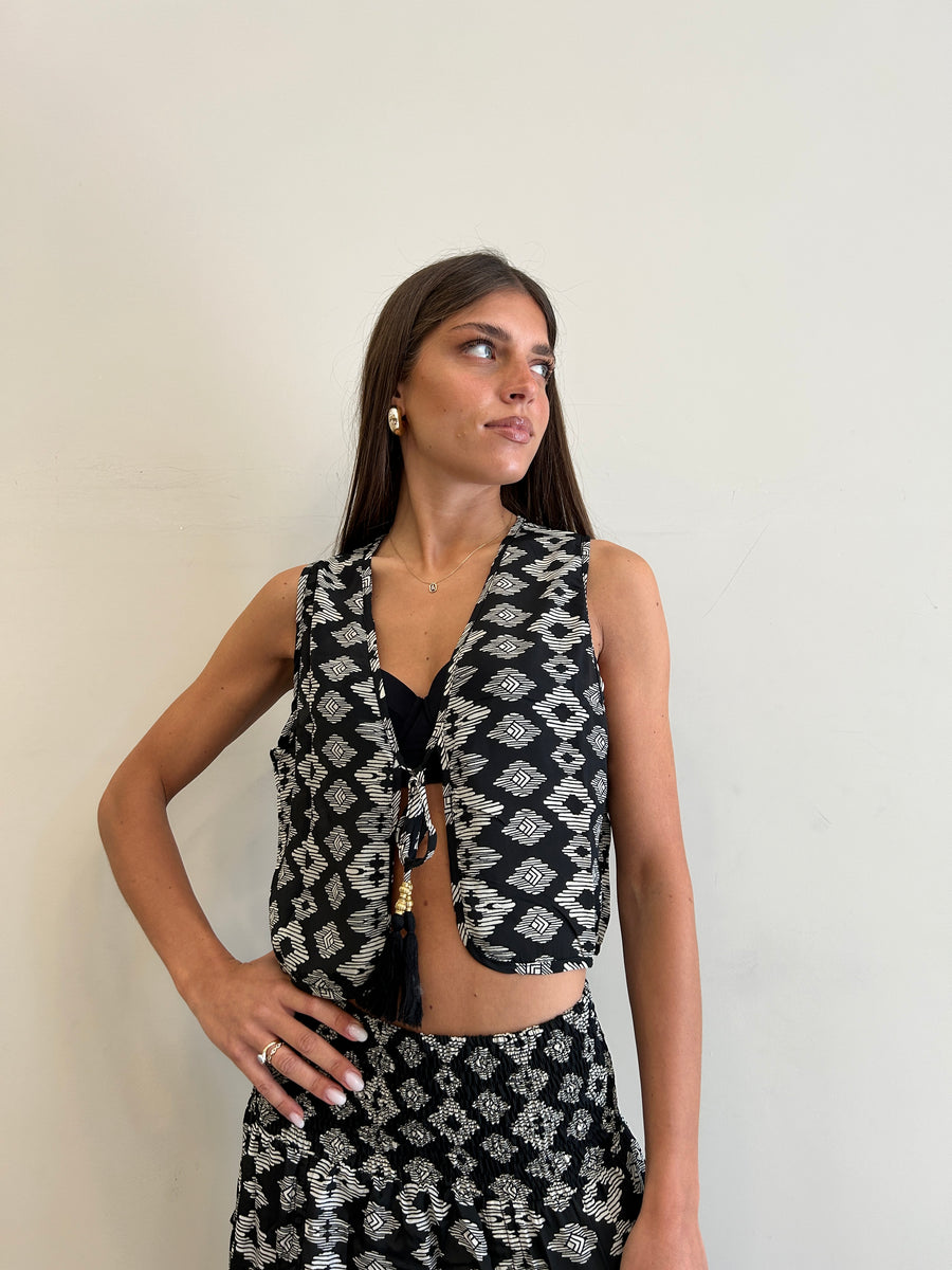 FREELOVE Gilet seta Tribal Black