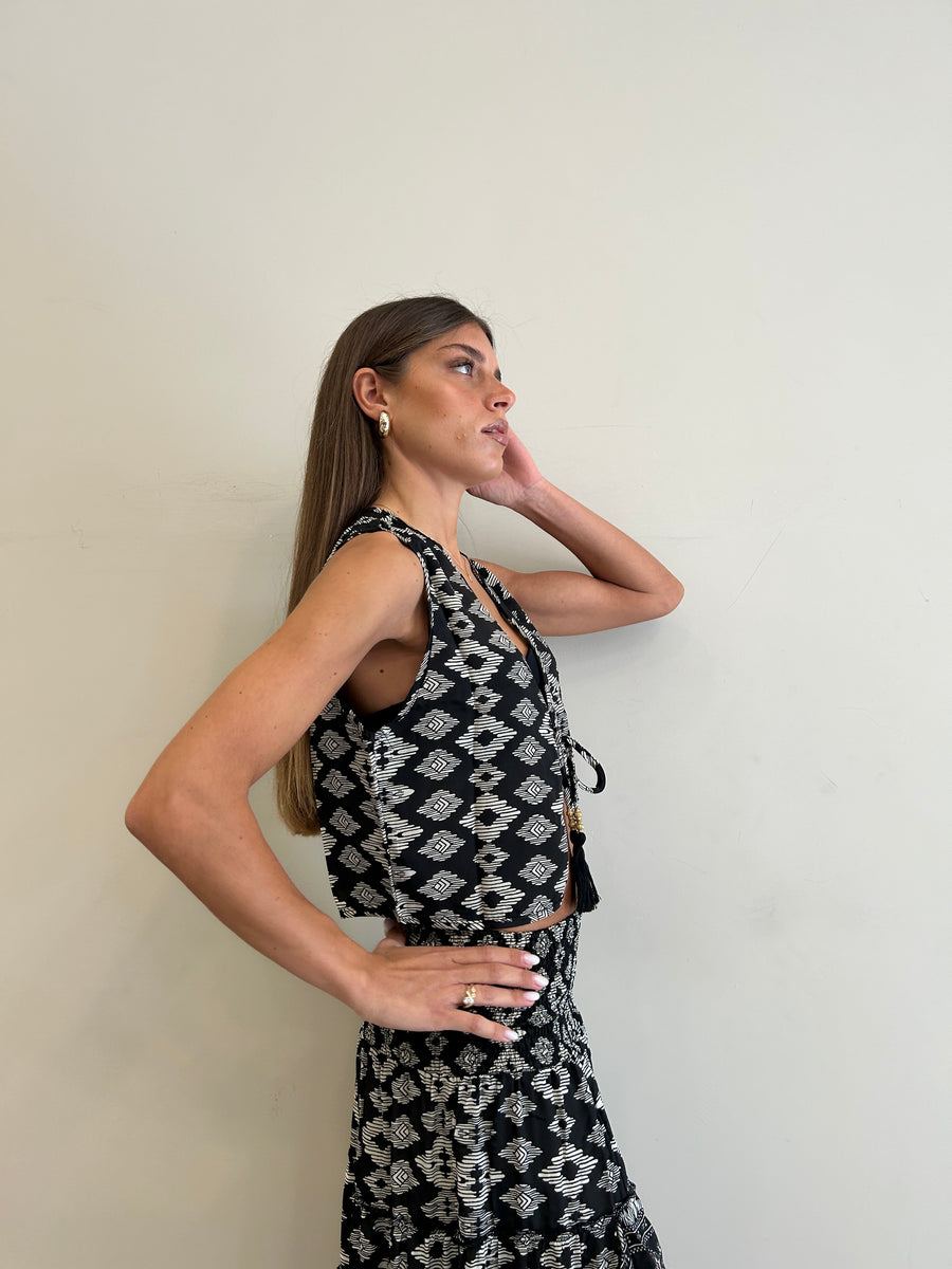 FREELOVE Gilet seta Tribal Black