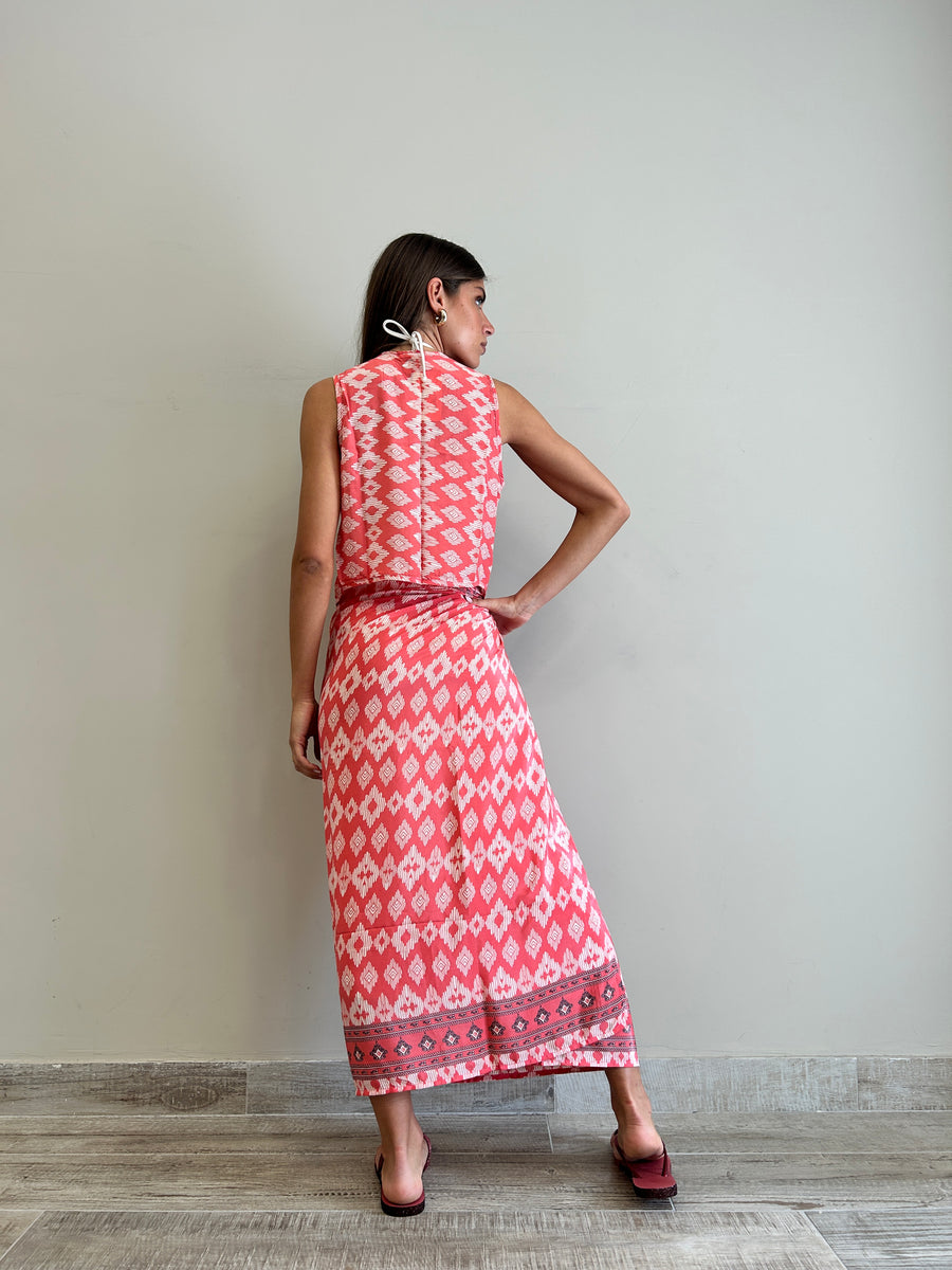 FREELOVE Pareo seta Tribal Coral