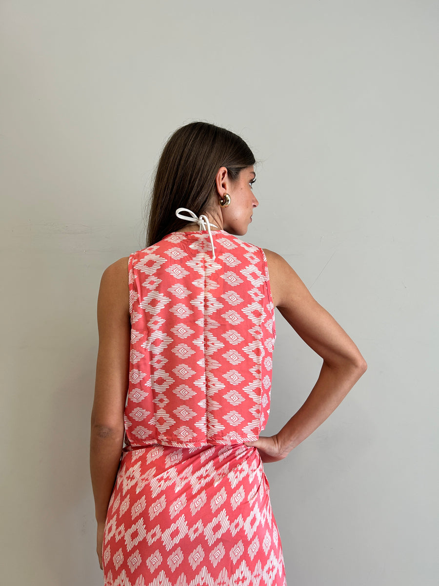 FREELOVE Gilet seta Tribal Coral