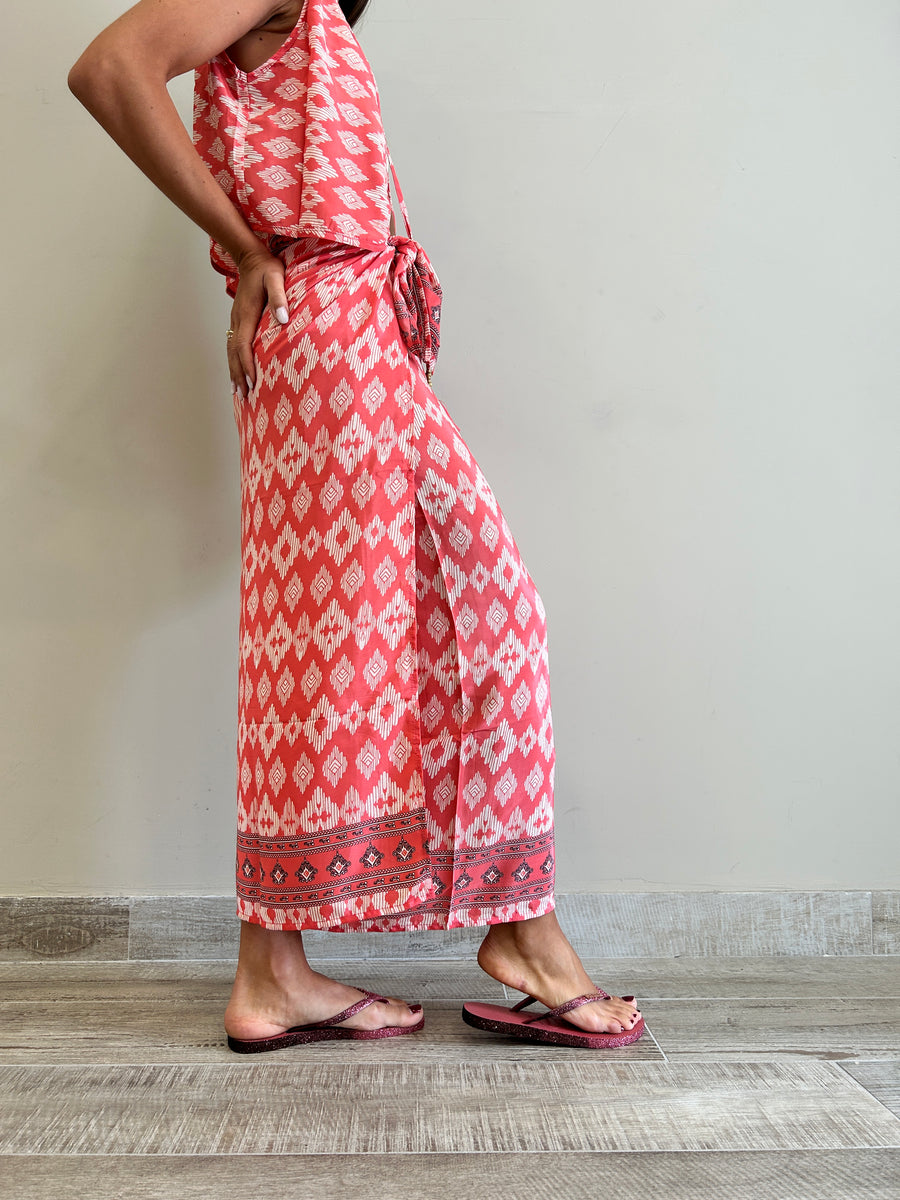 FREELOVE Pareo seta Tribal Coral