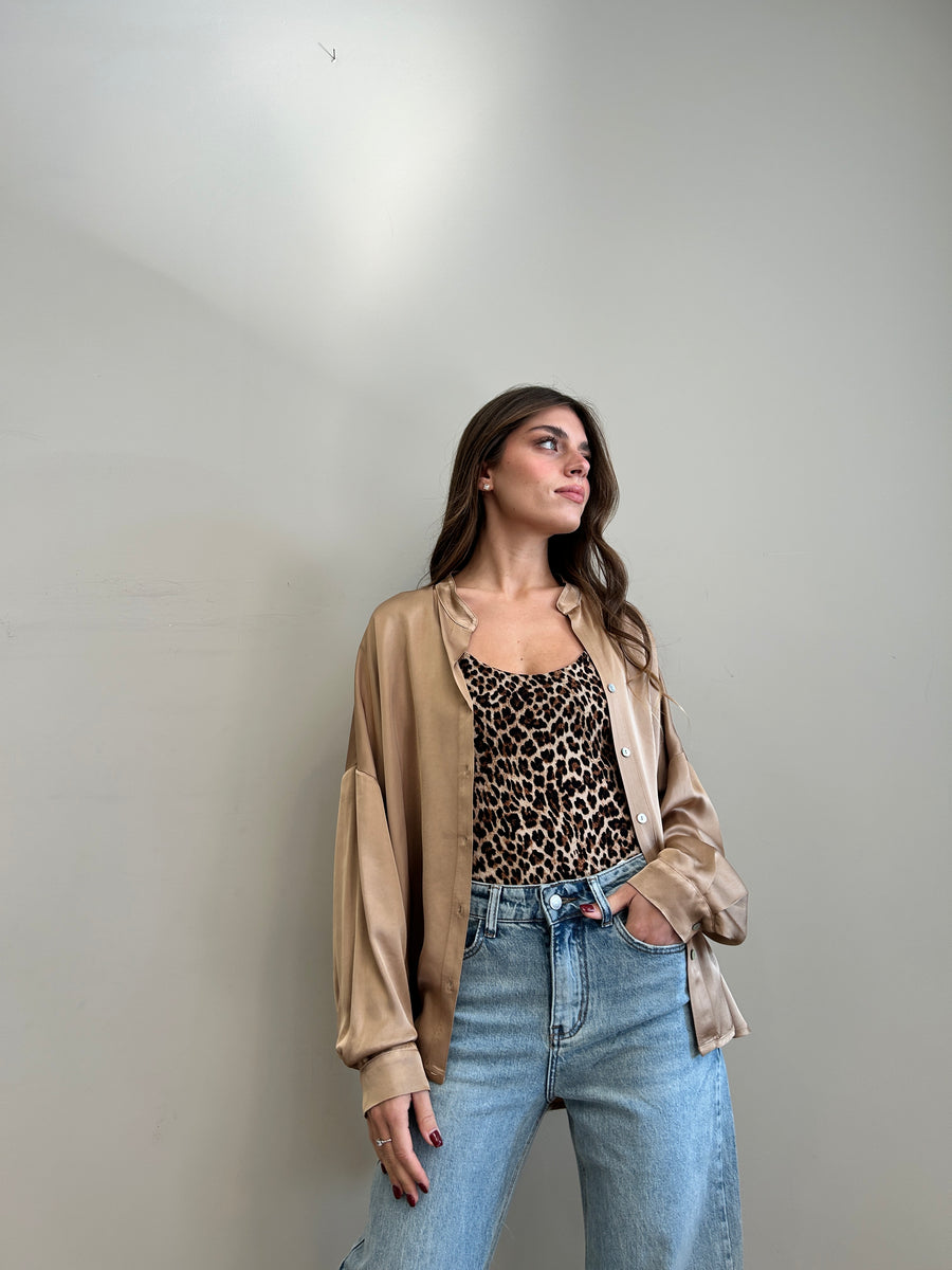 MOTEL Camicia satin camel