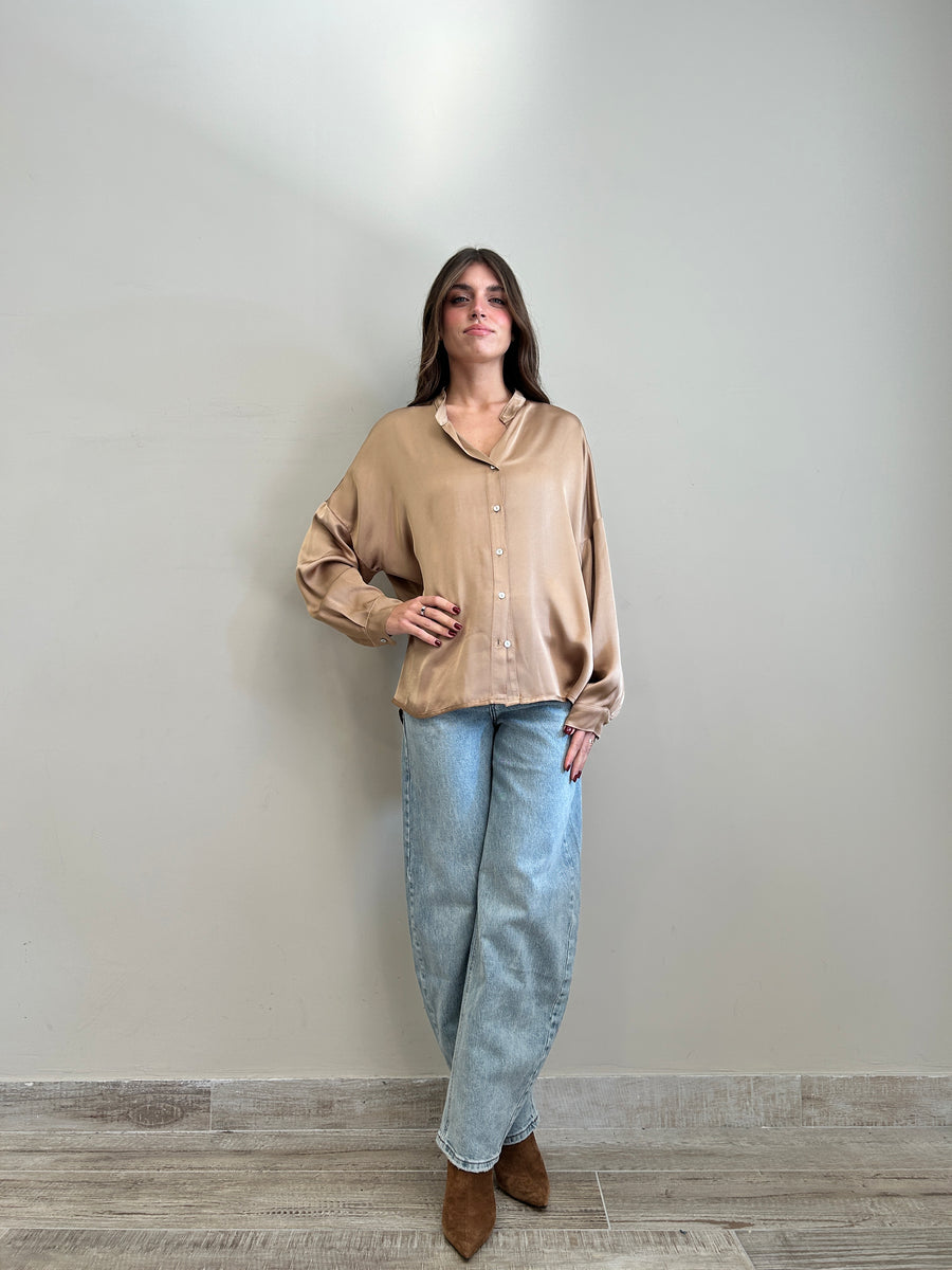 MOTEL Camicia satin camel