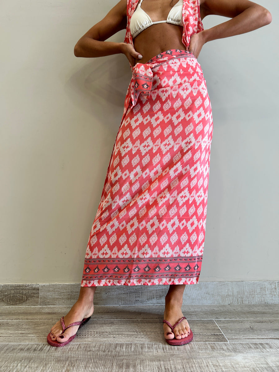 FREELOVE Pareo seta Tribal Coral