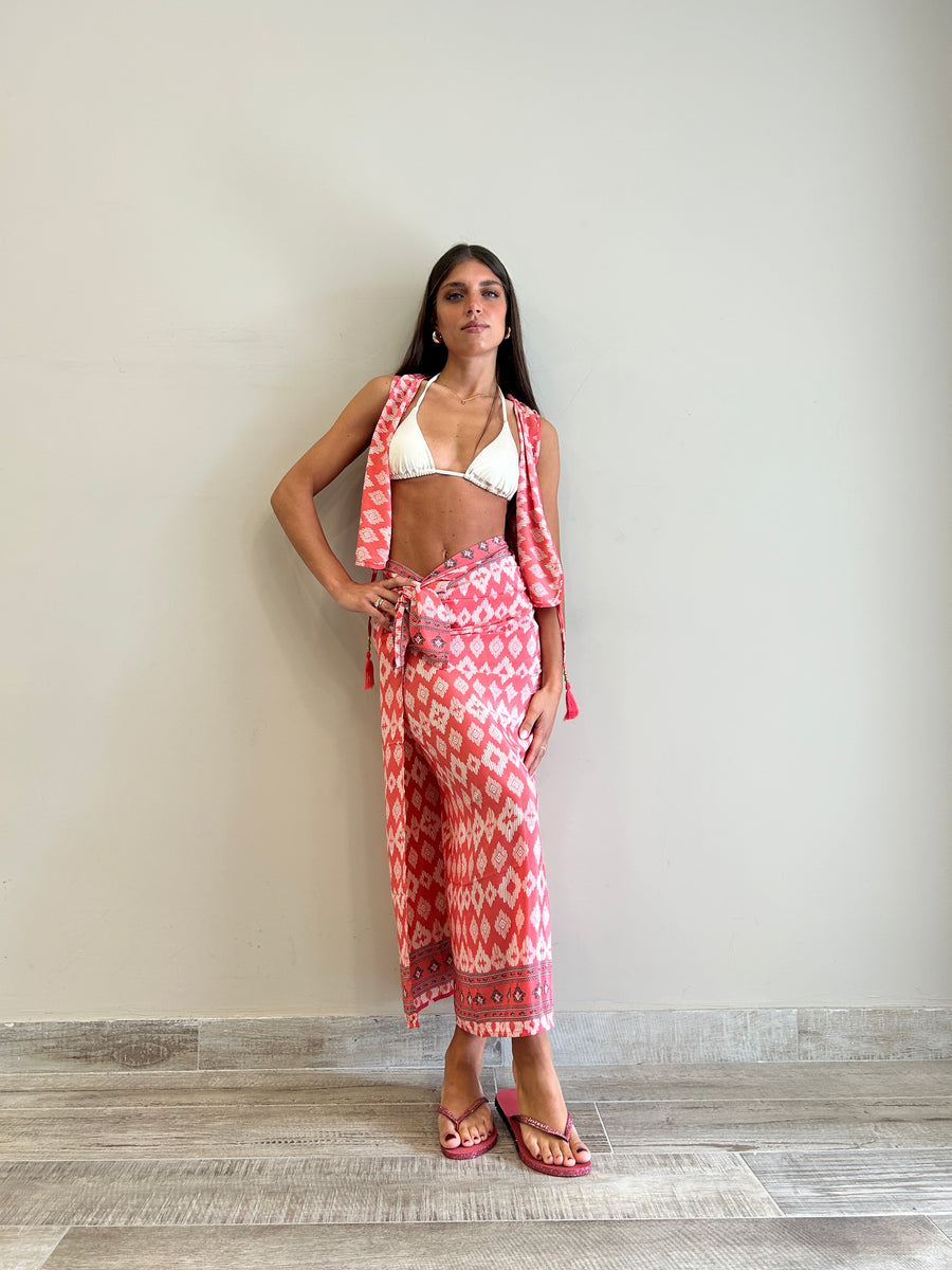 FREELOVE Pareo seta Tribal Coral