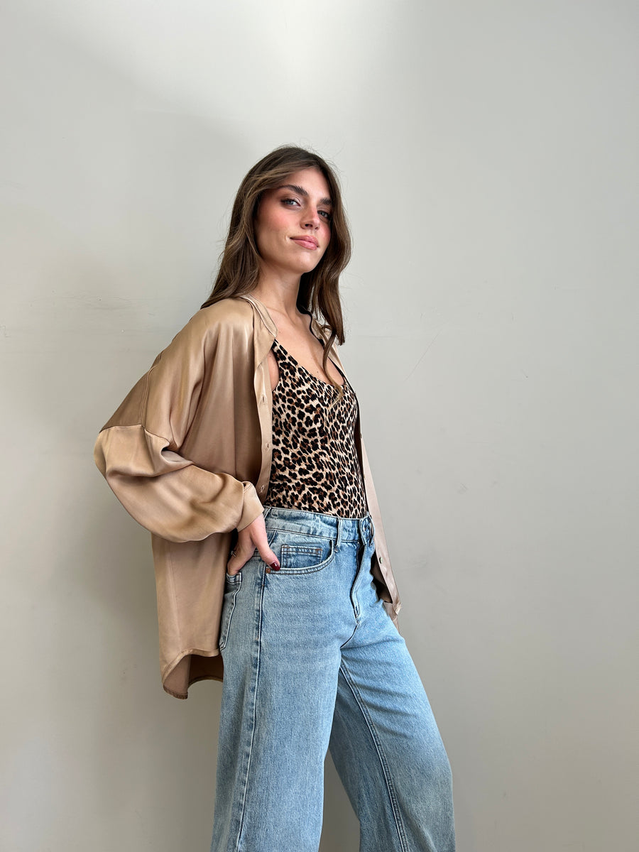 MOTEL Camicia satin camel