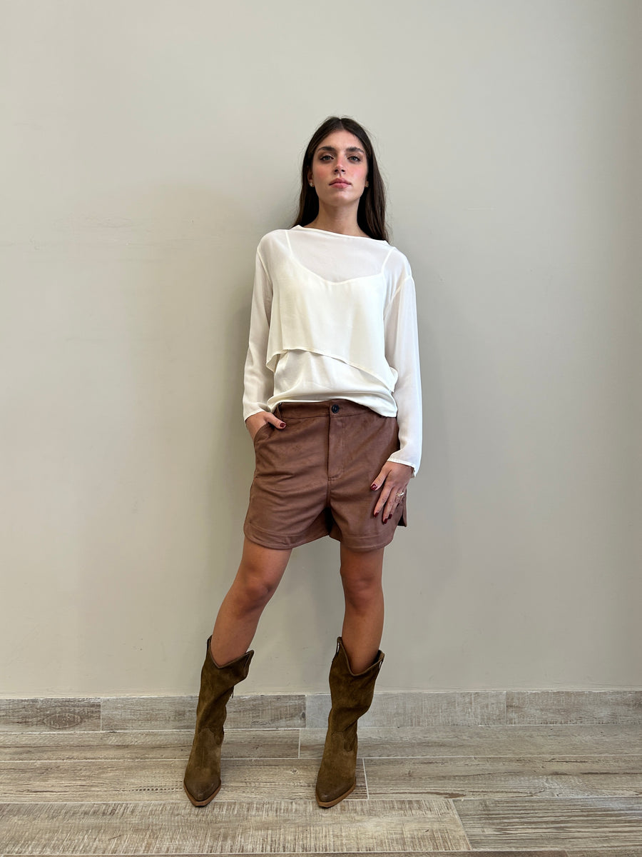 LE STREGHE Blusa doppiata latte