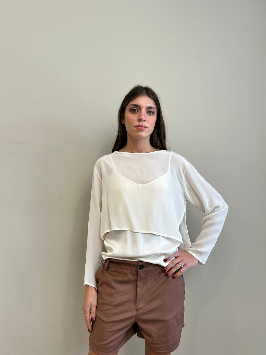 LE STREGHE Blusa doppiata latte