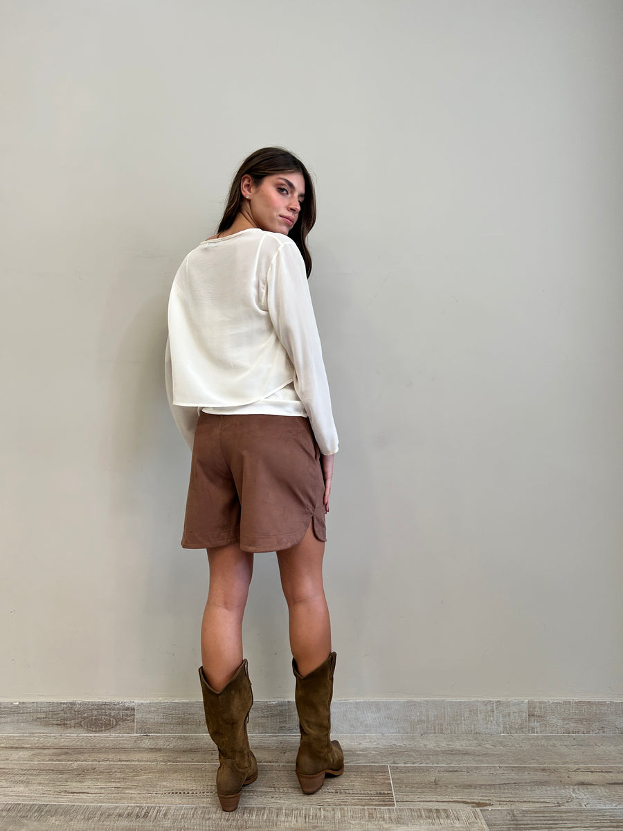 LE STREGHE Blusa doppiata latte