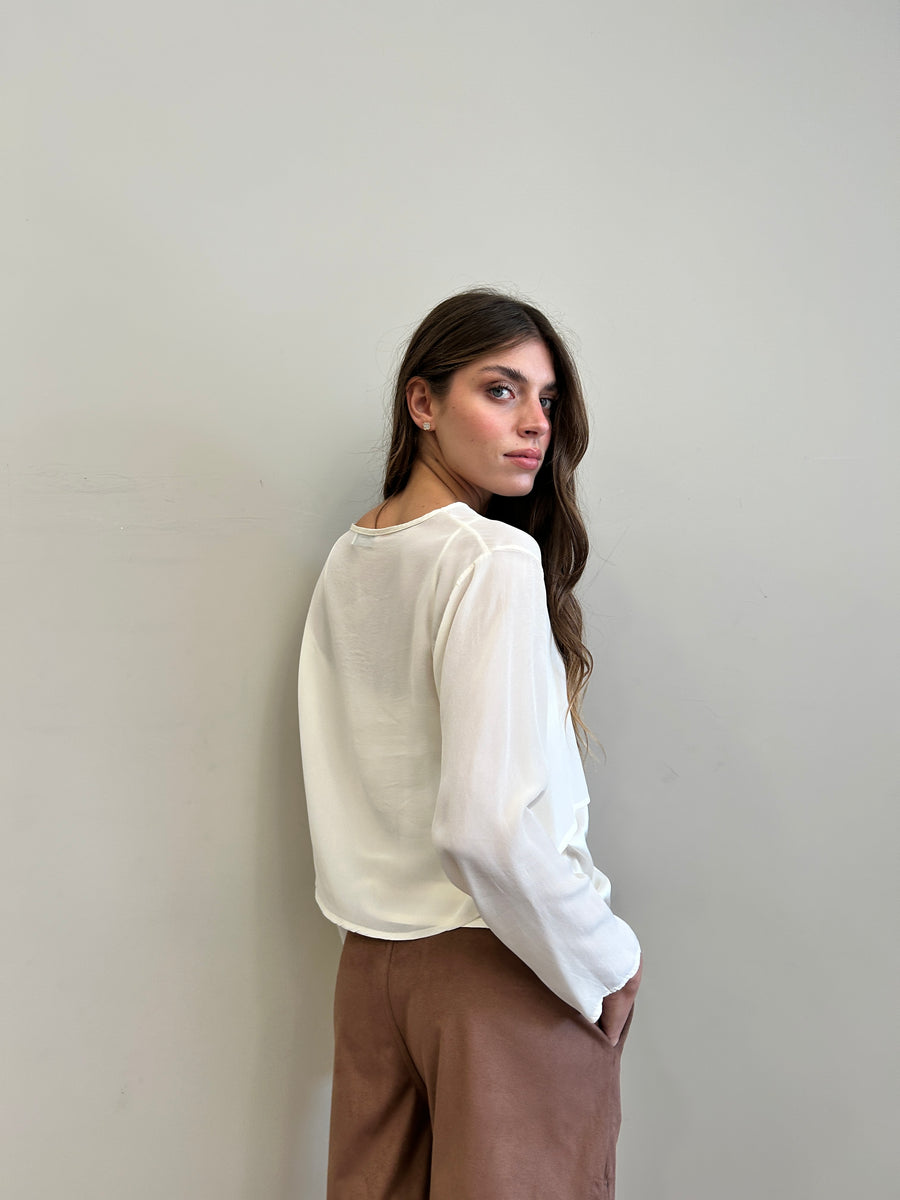 LE STREGHE Blusa doppiata latte